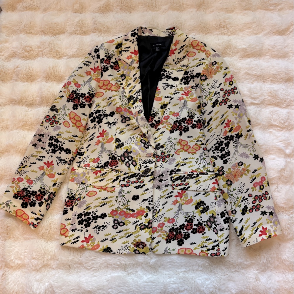 Topshop oversized multi colored flower blazer size 8
